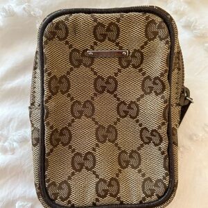 Gucci Beige and Brown Monogram Shoulder Bag